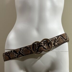 Express Size Large Snake Print Belt with Gold Buckle NWT